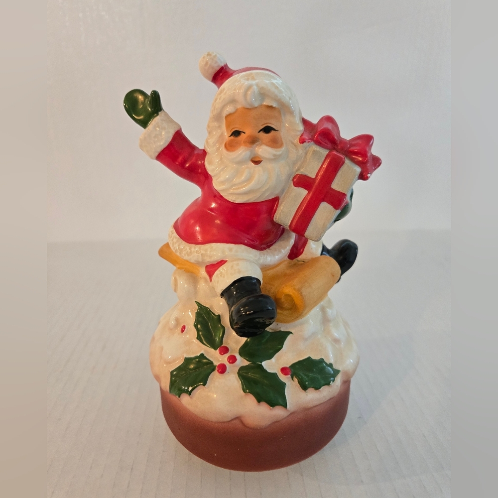 Vintage Made In Japan Santa Claus Plays Rudolph Thr Red Nose Reindeer Has Small